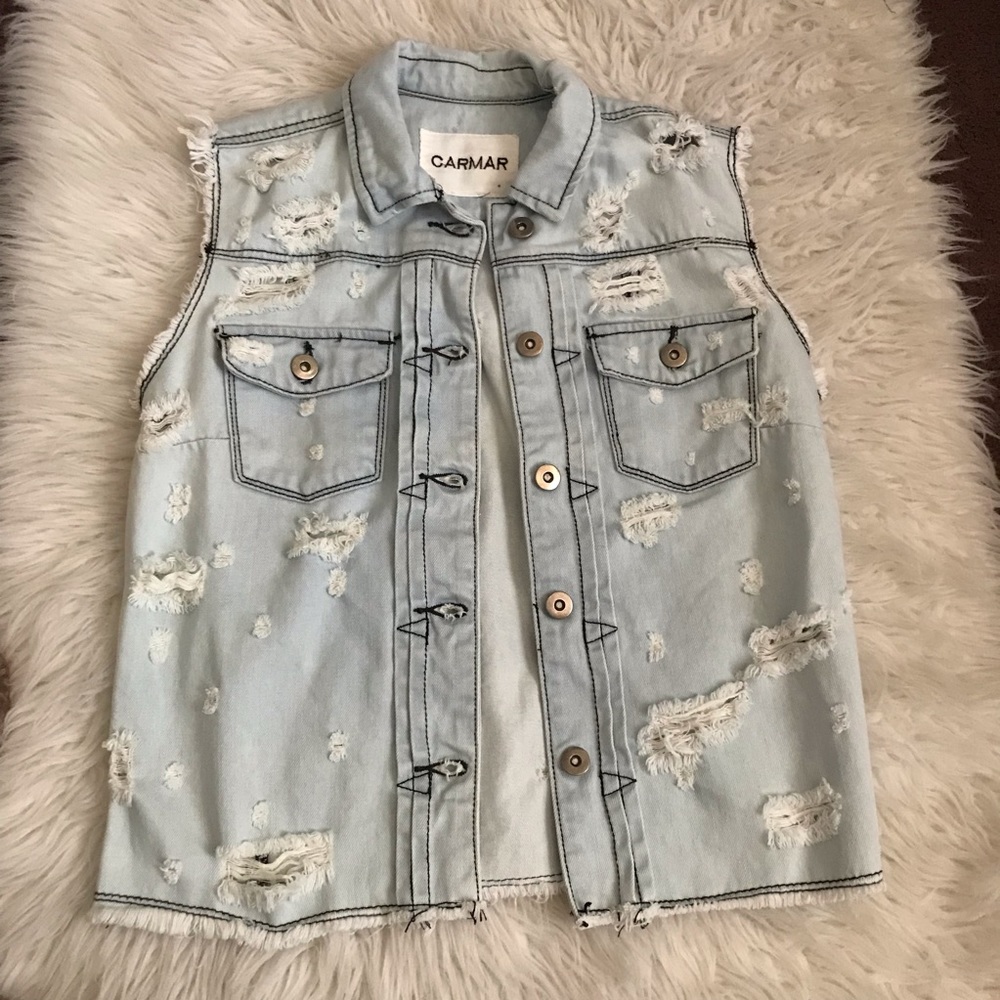Carmar Denim Distressed Vest